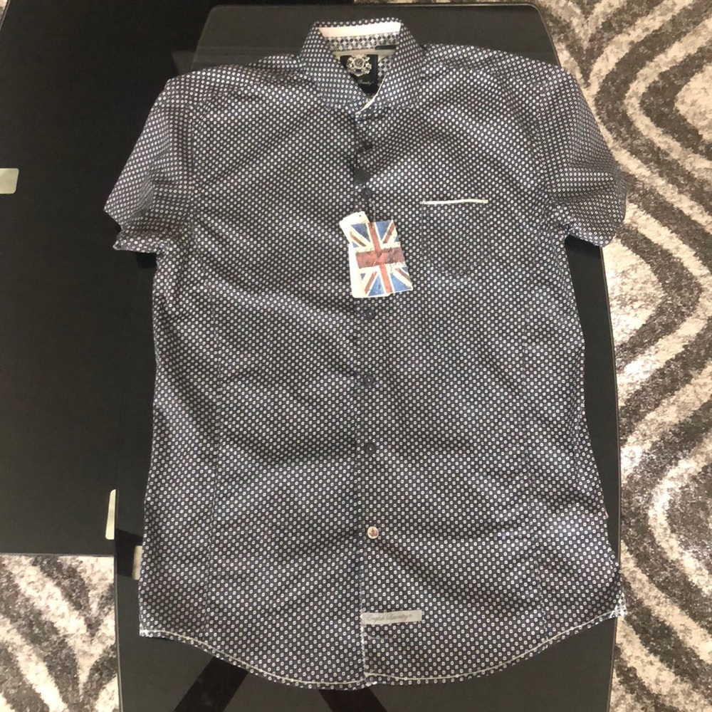 English laundry short sleeve button down shirt